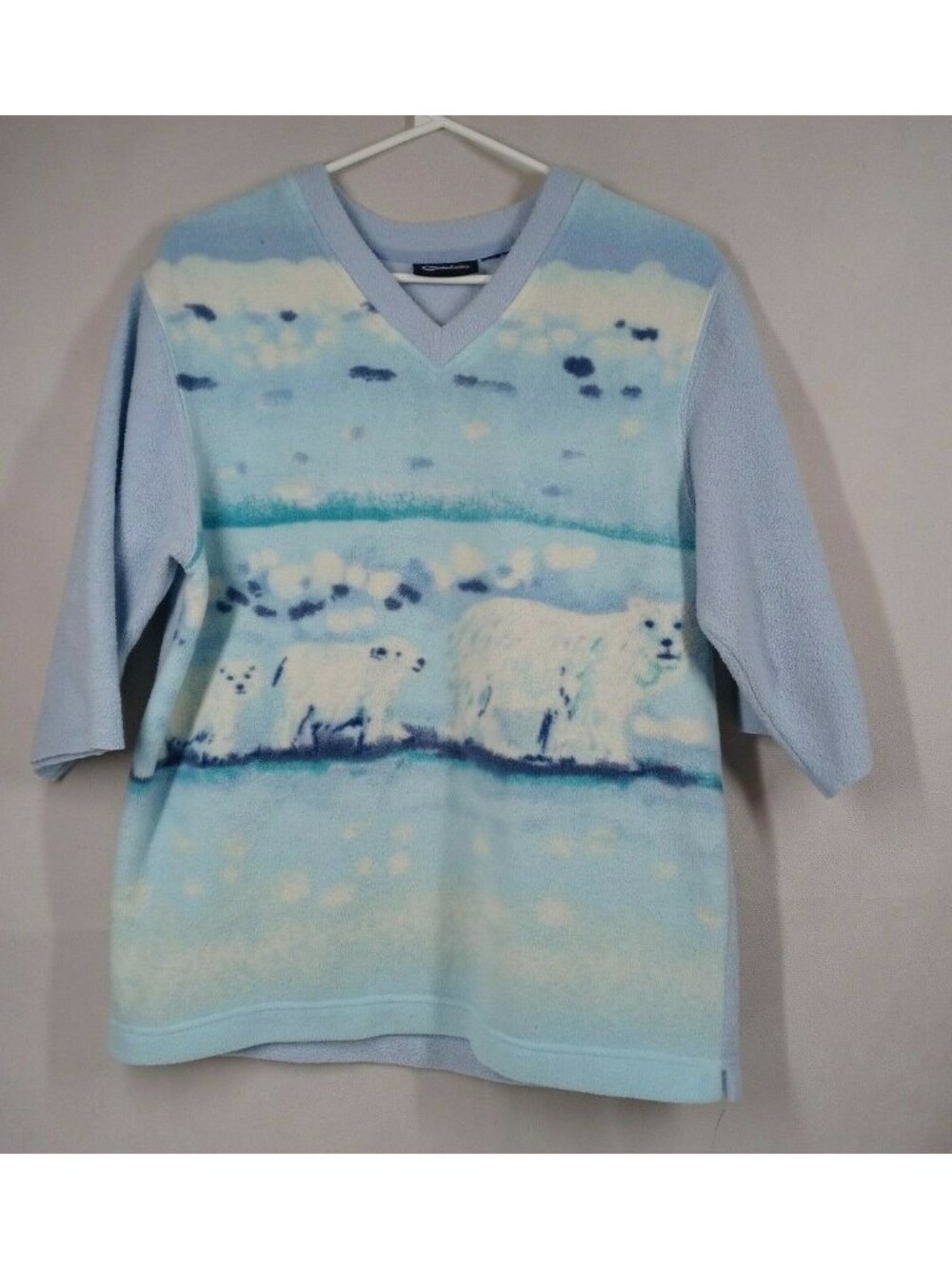 Catalina Women's Fleece 3/4 Sleeve Sweatshirt With Polar Bears Design Size M